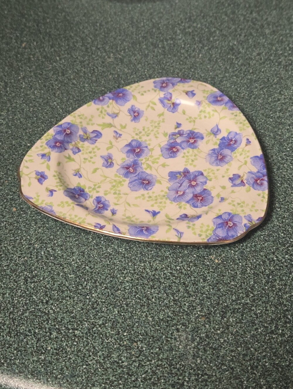Lord Nelson Pottery, triangular bread and butter plate, pansy design